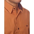 Camisa social ferrugem masculina manga longa de algodão com detalhe