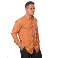 Camisa social ferrugem masculina manga longa de algodão com detalhe