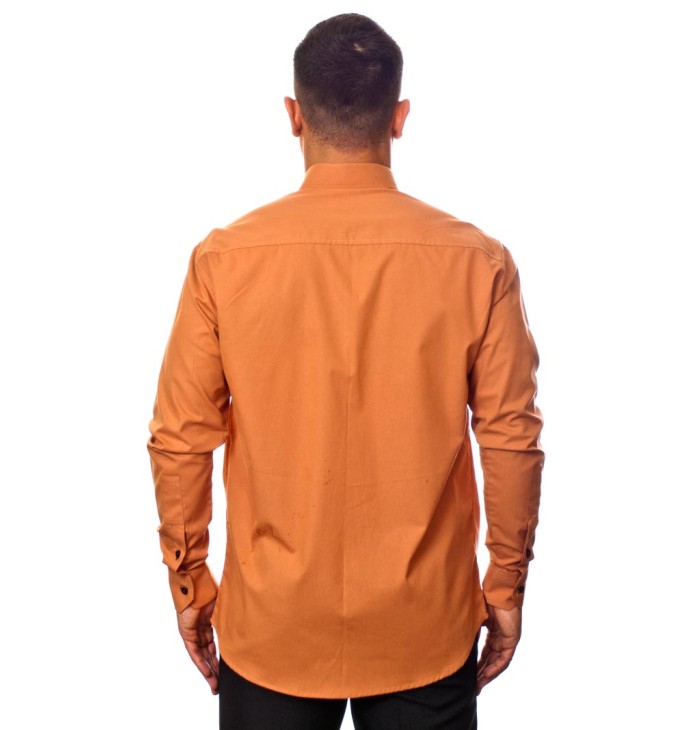 Camisa social ferrugem masculina manga longa de algodão com detalhe Camisa social ferrugem masculina manga longa de algodão com detalhe