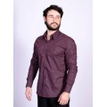 Camisa social masculina microestampa vinho PREMIUM