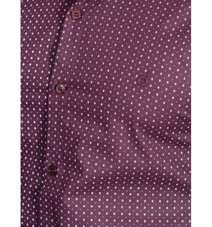 Camisa social masculina microestampa vinho PREMIUM Camisa social masculina microestampa vinho PREMIUM