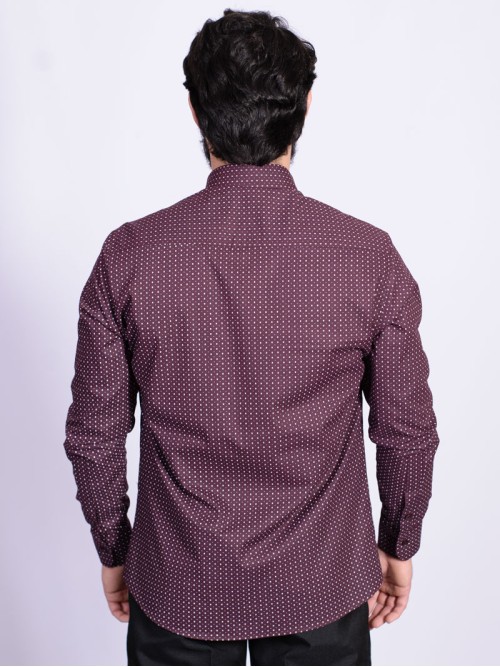 Camisa social masculina microestampa vinho PREMIUM