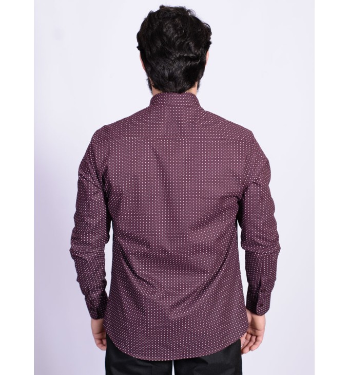 Camisa social masculina microestampa vinho PREMIUM Camisa social masculina microestampa vinho PREMIUM