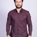 Camisa social masculina microestampa vinho PREMIUM