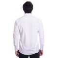 Camisa social branca masculina de microfibra manga longa