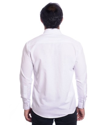 Camisa social branca masculina de microfibra manga longa