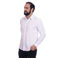 Camisa social branca masculina de microfibra manga longa