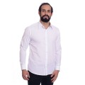 Camisa social branca masculina de microfibra manga longa