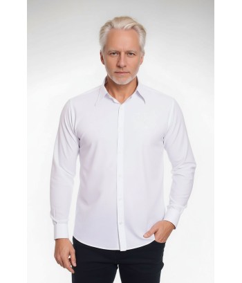 Camisa social branca masculina de microfibra manga longa