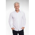 Camisa social branca masculina de microfibra manga longa