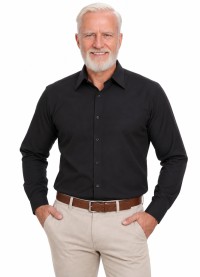Camisa preta masculina manga longa de microfibra