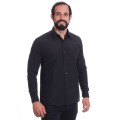 Camisa preta masculina manga longa de microfibra