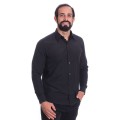 Camisa social preta masculina de algodão