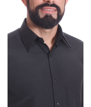 Camisa preta masculina manga longa de microfibra