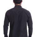 Camisa preta masculina manga longa de microfibra