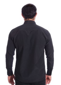 Camisa preta masculina manga longa de microfibra