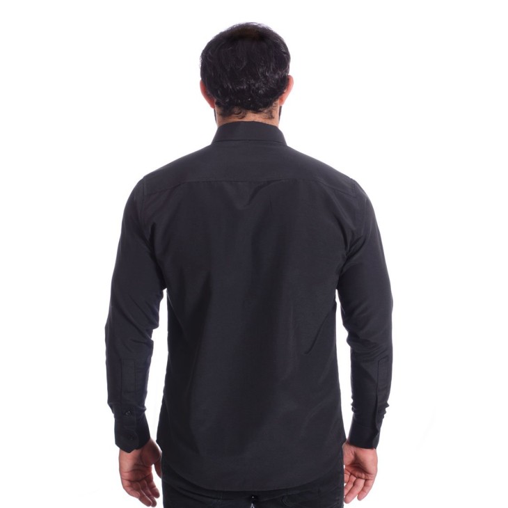 Camisa preta masculina manga longa de microfibra