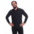 Camisa preta masculina manga longa de microfibra