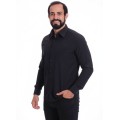 Camisa preta masculina manga longa de microfibra