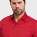Camisa social masculina de microfibra manga longa, vermelha