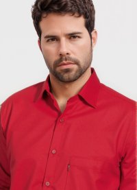 Camisa social masculina de microfibra manga longa, vermelha