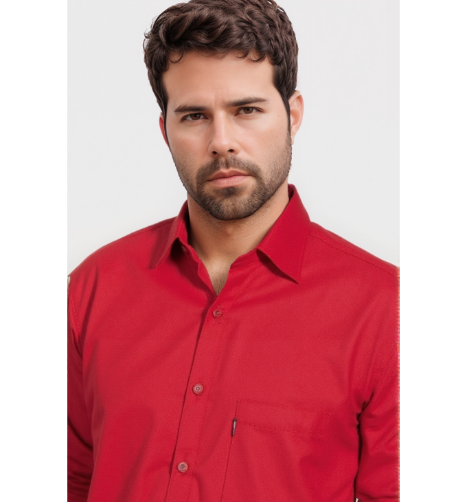 Camisa social masculina de microfibra manga longa, vermelha Camisa social masculina de microfibra manga longa, vermelha