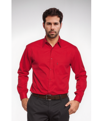 Camisa social masculina de microfibra manga longa, vermelha