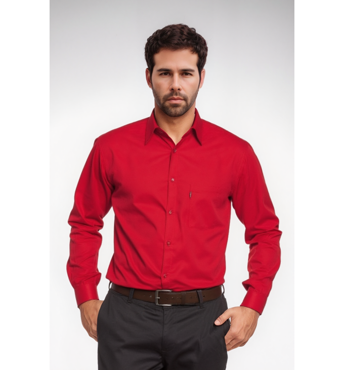 Camisa social masculina de microfibra manga longa, vermelha Camisa social masculina de microfibra manga longa, vermelha