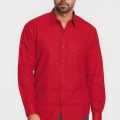 Camisa social masculina de microfibra manga longa, vermelha