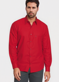 Camisa social masculina de microfibra manga longa, vermelha