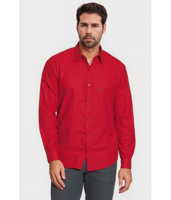 Camisa social masculina de microfibra manga longa, vermelha
