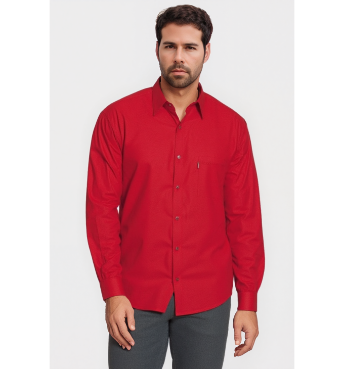 Camisa social masculina de microfibra manga longa, vermelha Camisa social masculina de microfibra manga longa, vermelha