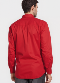 Camisa social masculina de microfibra manga longa, vermelha