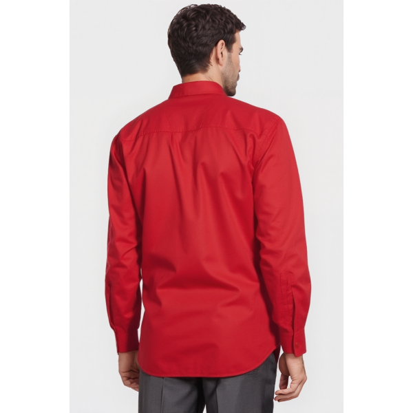 Camisa social masculina de microfibra manga longa, vermelha
