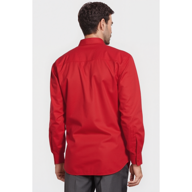 Camisa social masculina de microfibra manga longa, vermelha