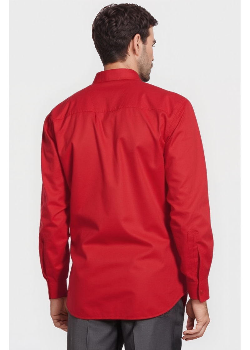 Camisa social masculina de microfibra manga longa, vermelha
