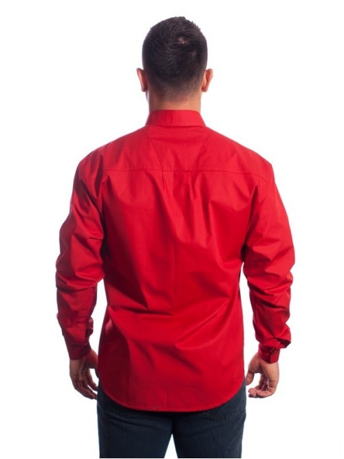 Camisa social masculina de microfibra manga longa, vermelha