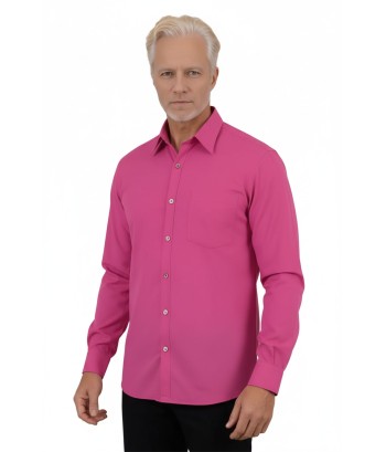 Camisa social masculina de microfibra manga longa,  pink