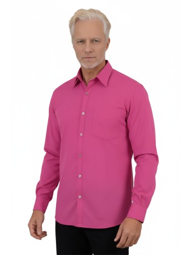 Camisa social masculina de microfibra manga longa,  pink