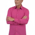 Camisa social masculina de microfibra manga longa,  pink