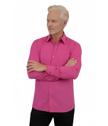 Camisa social masculina de microfibra manga longa,  pink