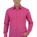 Camisa social masculina de microfibra manga longa,  pink