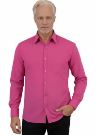 Camisa social masculina de microfibra manga longa,  pink