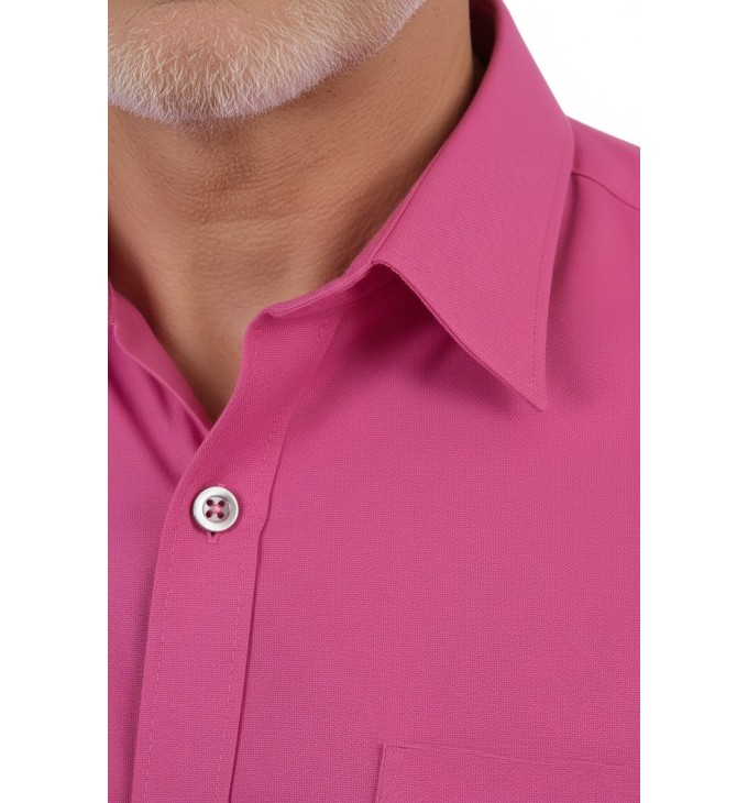 Camisa social masculina de microfibra manga longa,  pink