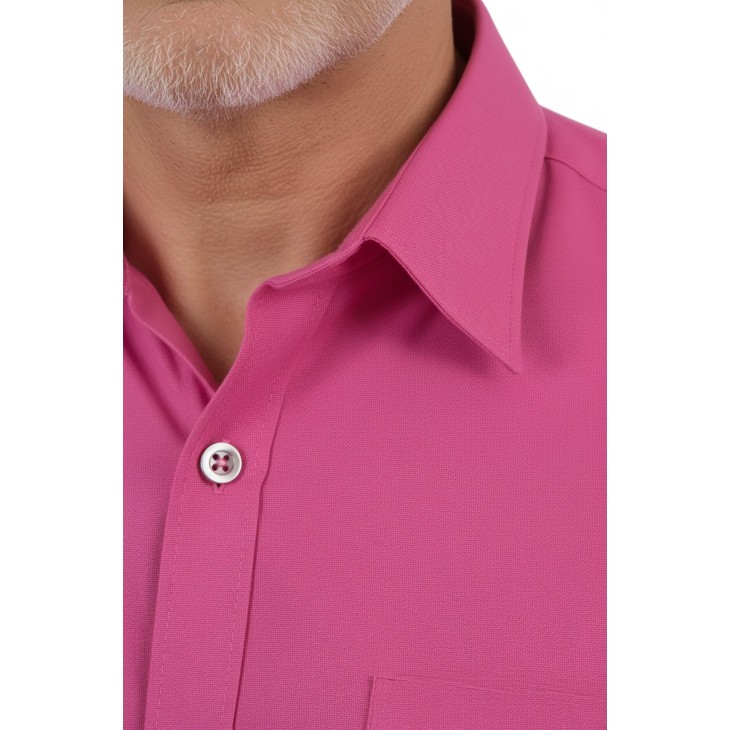 Camisa social masculina de microfibra manga longa,  pink