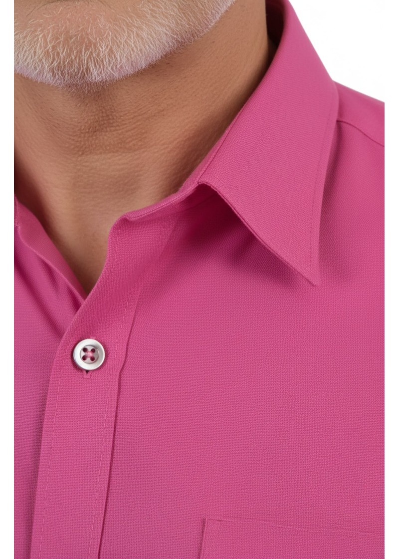 Camisa social masculina de microfibra manga longa,  pink