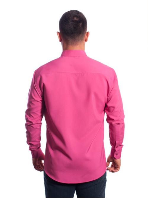 Camisa social masculina de microfibra manga longa,  pink