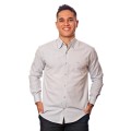 Camisa social masculina de microfibra manga longa, cinza clara