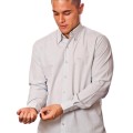 Camisa social masculina de microfibra manga longa, cinza clara