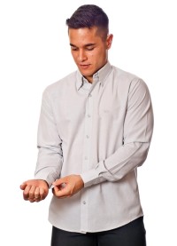 Camisa social masculina de microfibra manga longa, cinza clara